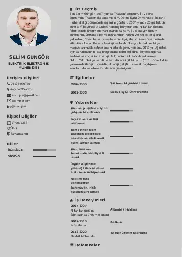 Elektrik Mühendisi CV Örnekleri cv indir
